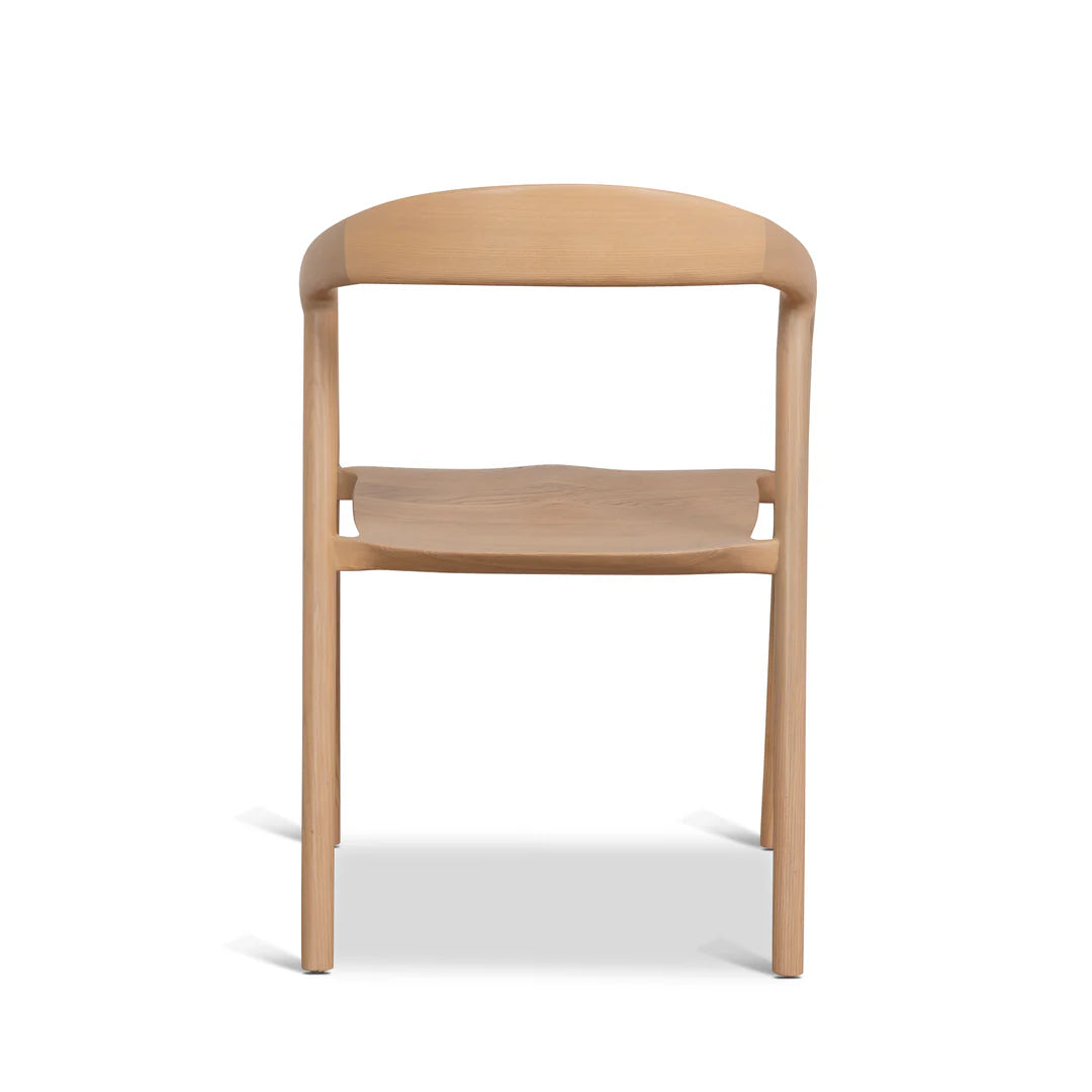 Maine Coastal Scandinavian Natural Wooden Dining Chairs With Arms | Natural