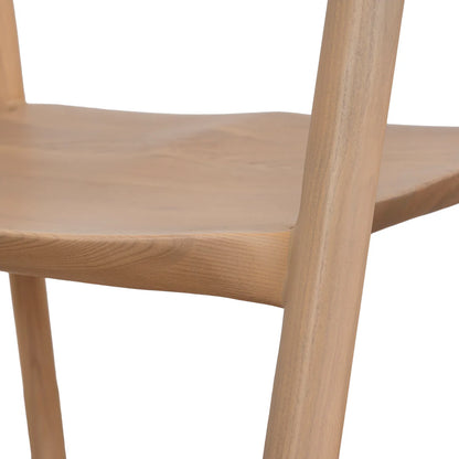 Maine Coastal Scandinavian Natural Wooden Dining Chairs With Arms | Natural