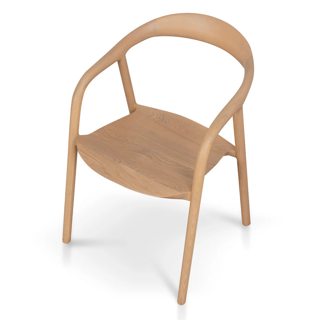 Maine Coastal Scandinavian Natural Wooden Dining Chairs With Arms | Natural