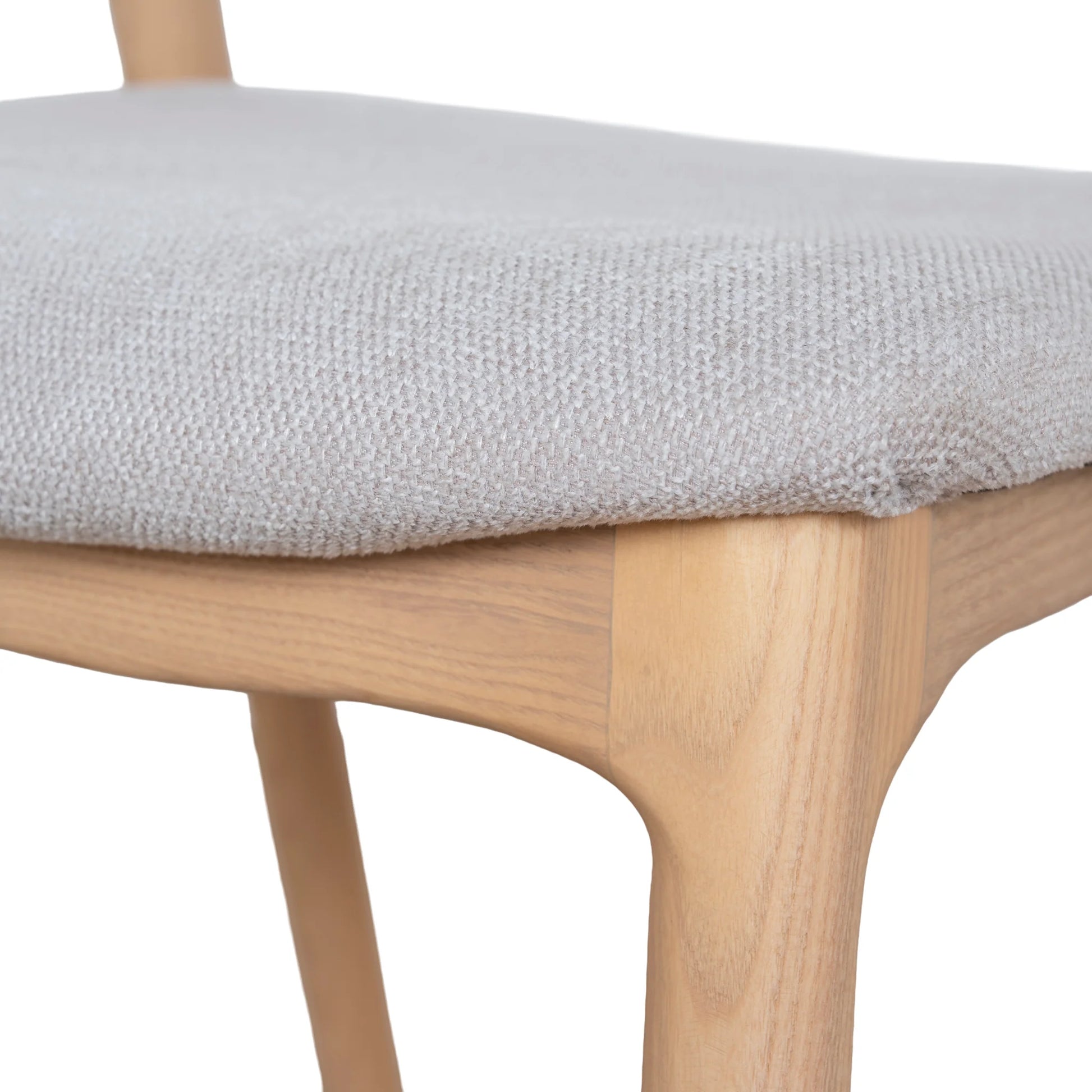 Maine | Coastal Scandinavian Style Fabric PU Leather Wooden Dining Chairs | Set Of 2 | Beige Natural