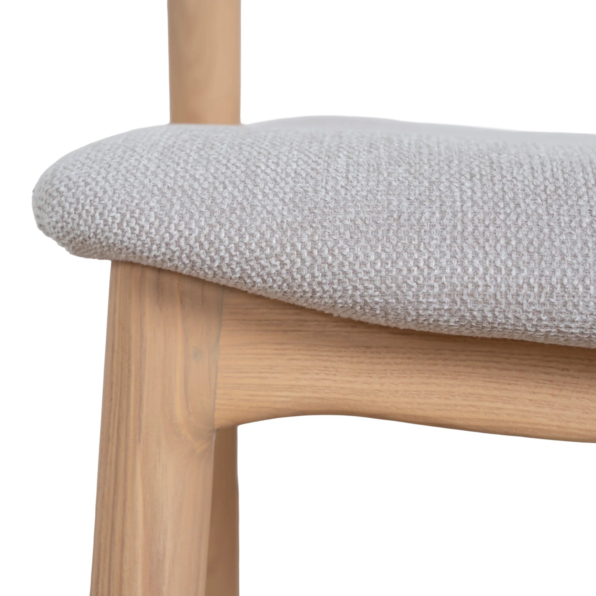 Maine | Coastal Scandinavian Style Fabric PU Leather Wooden Dining Chairs | Set Of 2 | Beige Natural