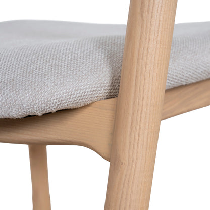 Maine | Coastal Scandinavian Style Fabric PU Leather Wooden Dining Chairs | Set Of 2 | Beige Natural