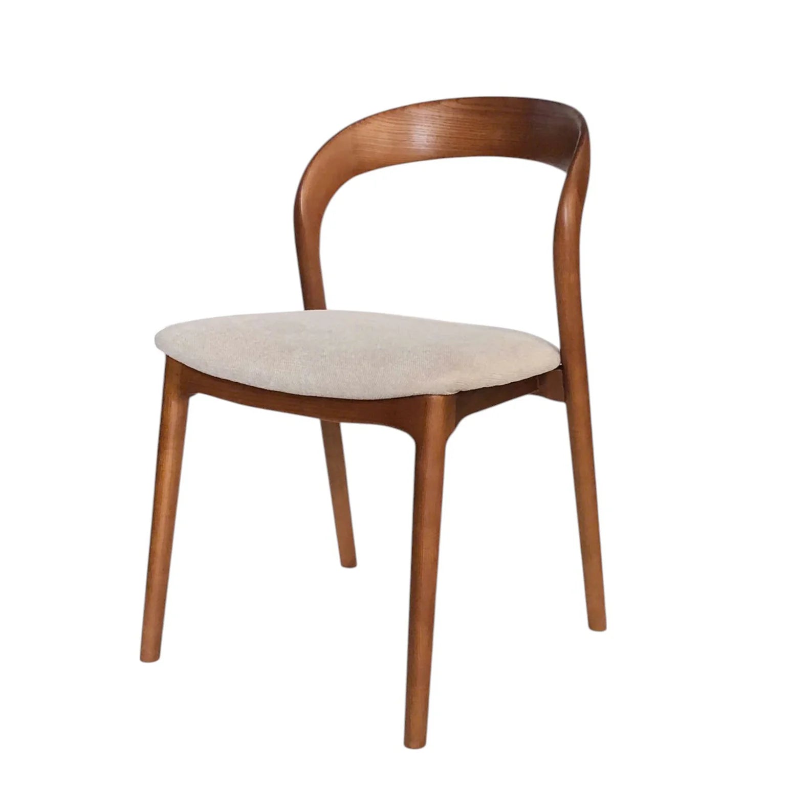Maine | Coastal Scandinavian Style Fabric PU Leather Wooden Dining Chairs | Beige Walnut