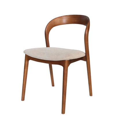Maine | Coastal Scandinavian Style Fabric PU Leather Wooden Dining Chairs | Beige Walnut