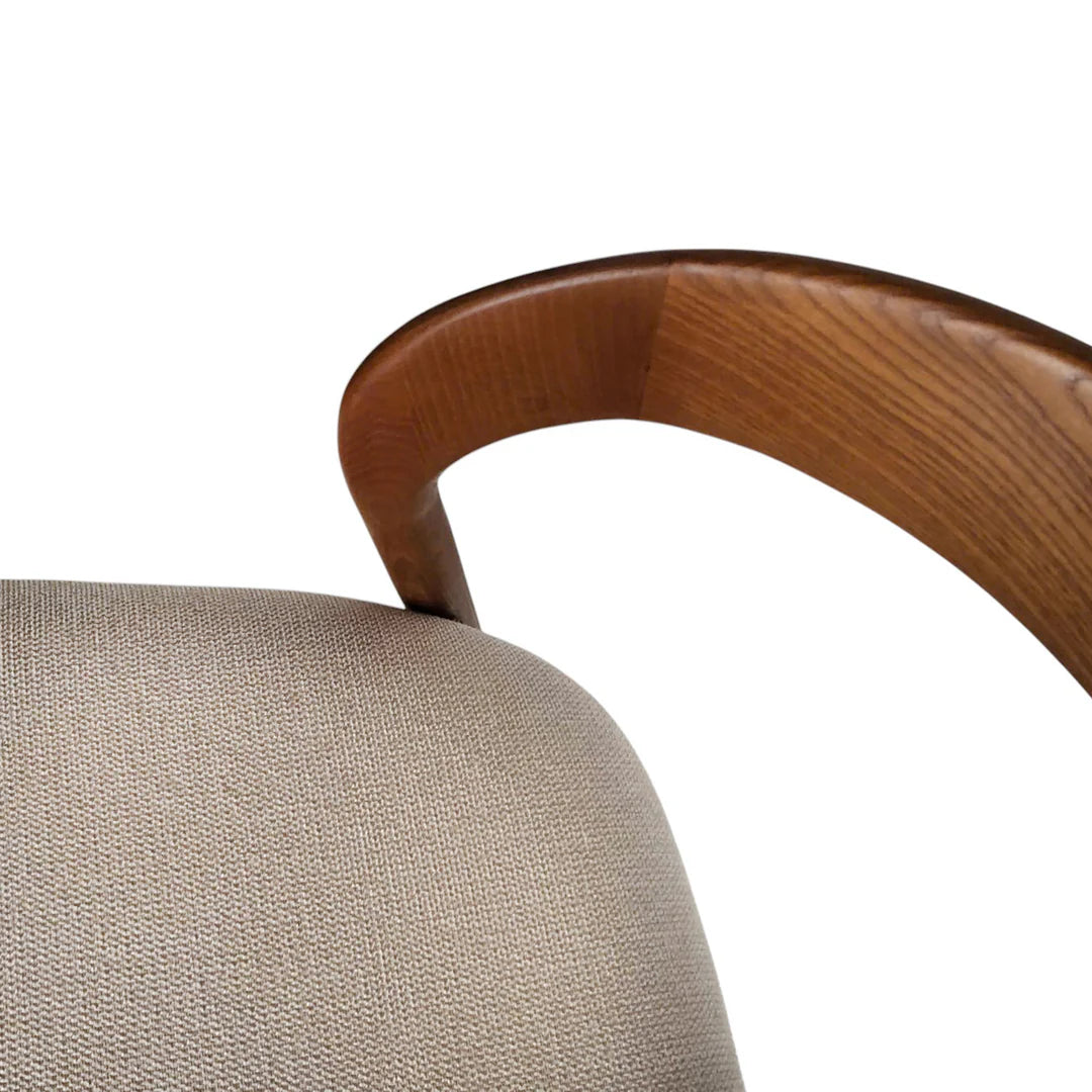 Maine | Coastal Scandinavian Style Fabric PU Leather Wooden Dining Chairs | Beige Walnut