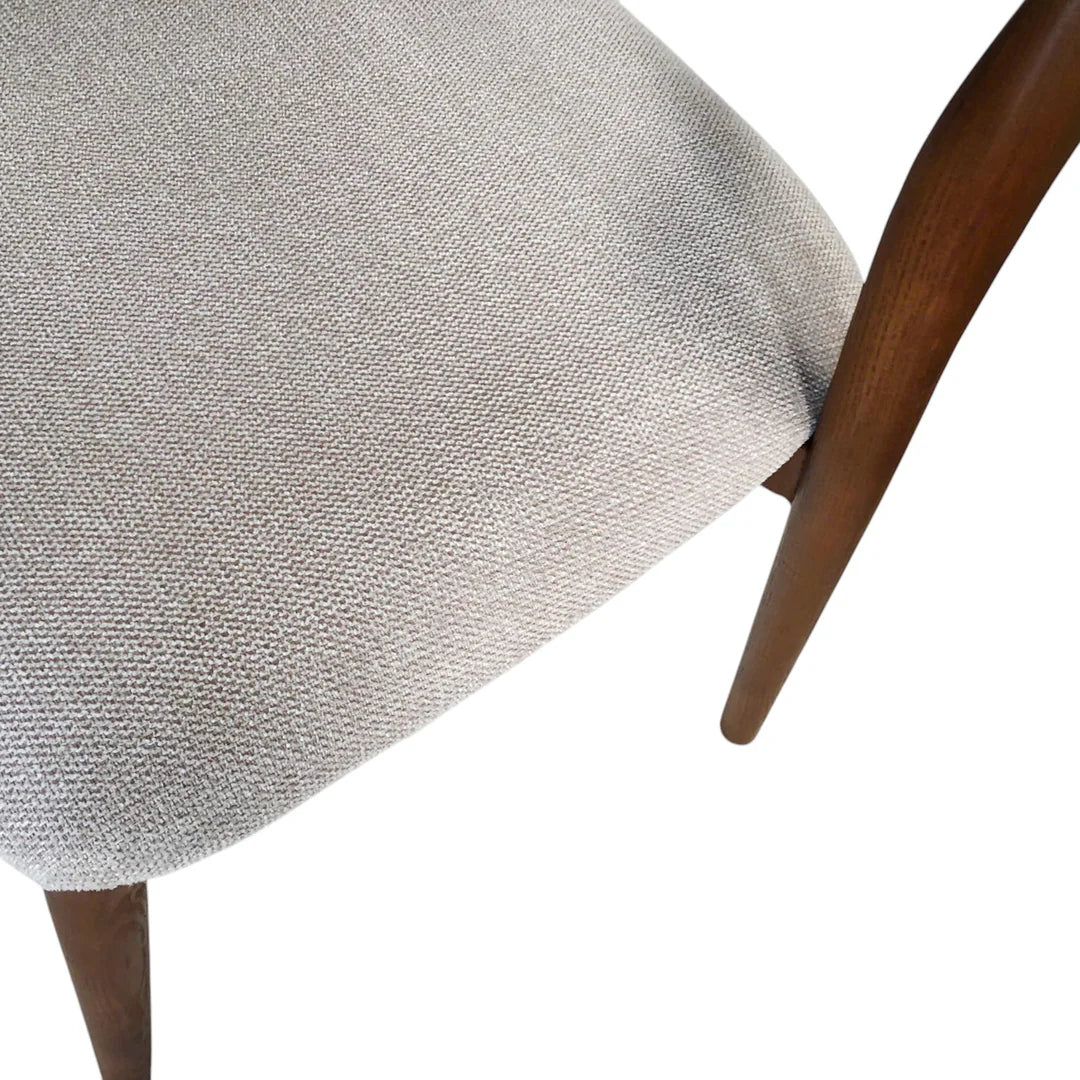 Maine | Coastal Scandinavian Style Fabric PU Leather Wooden Dining Chairs | Beige Walnut