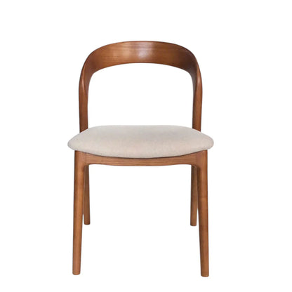 Maine | Coastal Scandinavian Style Fabric PU Leather Wooden Dining Chairs | Beige Walnut