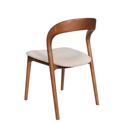 Maine | Coastal Scandinavian Style Fabric PU Leather Wooden Dining Chairs | Beige Walnut