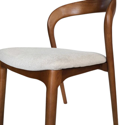 Maine | Coastal Scandinavian Style Fabric PU Leather Wooden Dining Chairs | Beige Walnut