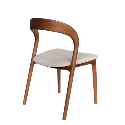 Maine | Coastal Scandinavian Style Fabric PU Leather Wooden Dining Chairs | Beige Walnut