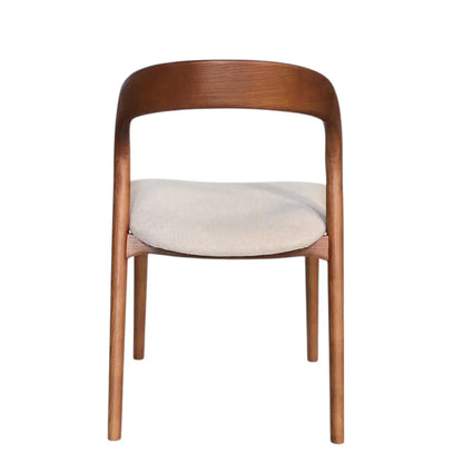 Maine | Coastal Scandinavian Style Fabric PU Leather Wooden Dining Chairs | Beige Walnut