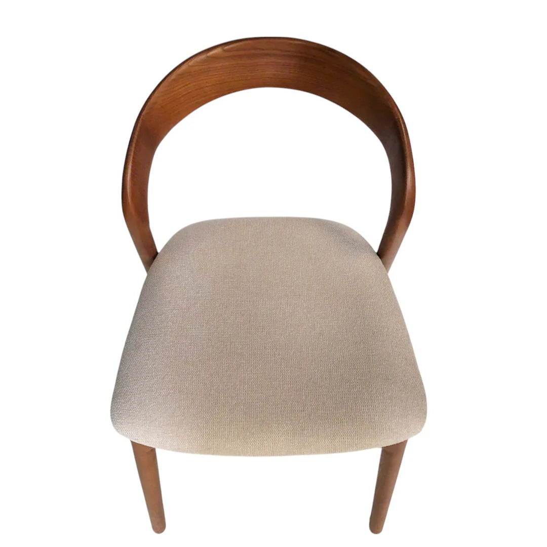 Maine | Coastal Scandinavian Style Fabric PU Leather Wooden Dining Chairs | Beige Walnut