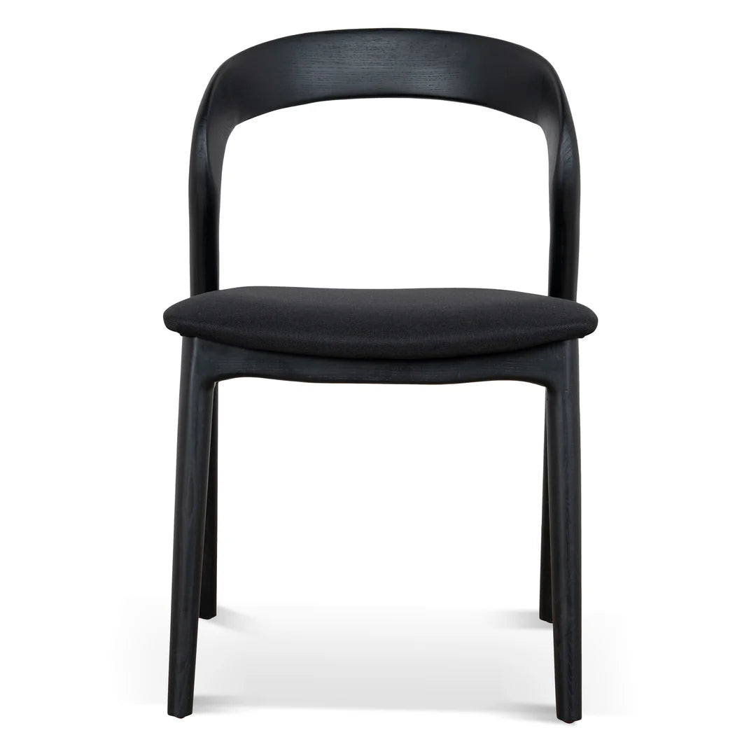 Maine | Coastal Scandinavian Style Fabric PU Leather Wooden Dining Chairs | Black