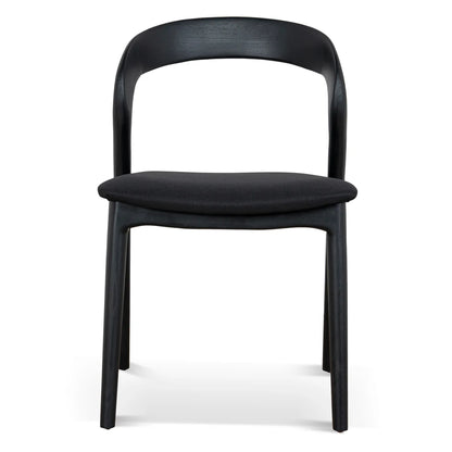 Maine | Coastal Scandinavian Style Fabric PU Leather Wooden Dining Chairs | Black