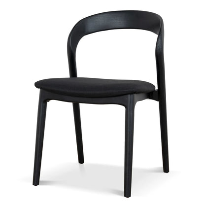 Maine | Coastal Scandinavian Style Fabric PU Leather Wooden Dining Chairs | Black