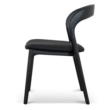 Maine | Coastal Scandinavian Style Fabric PU Leather Wooden Dining Chairs | Black