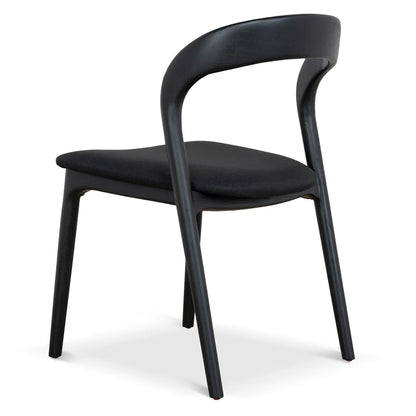 Maine | Coastal Scandinavian Style Fabric PU Leather Wooden Dining Chairs | Black