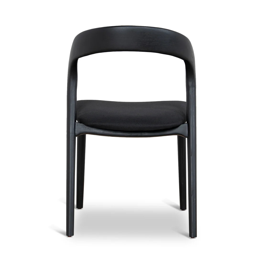 Maine | Coastal Scandinavian Style Fabric PU Leather Wooden Dining Chairs | Black