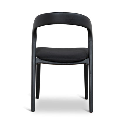 Maine | Coastal Scandinavian Style Fabric PU Leather Wooden Dining Chairs | Black
