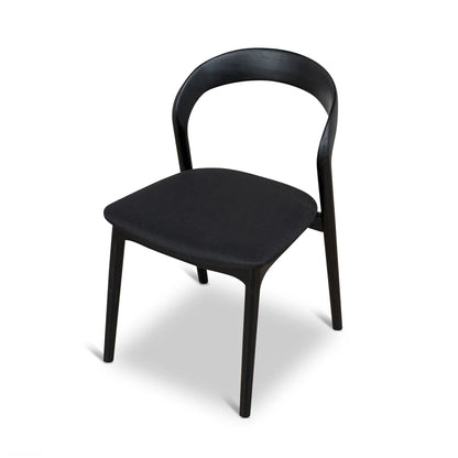 Maine | Coastal Scandinavian Style Fabric PU Leather Wooden Dining Chairs | Black