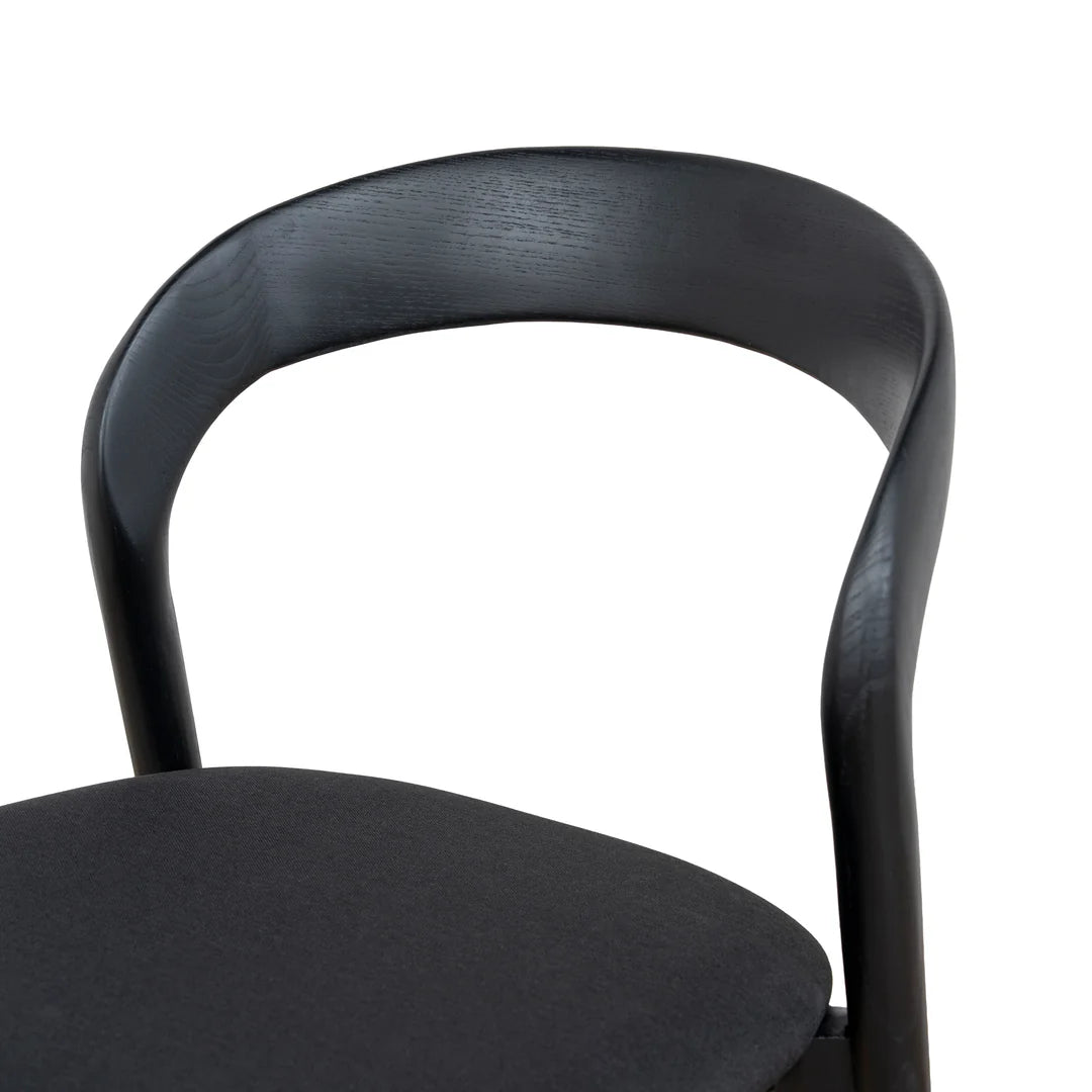 Maine | Coastal Scandinavian Style Fabric PU Leather Wooden Dining Chairs | Black