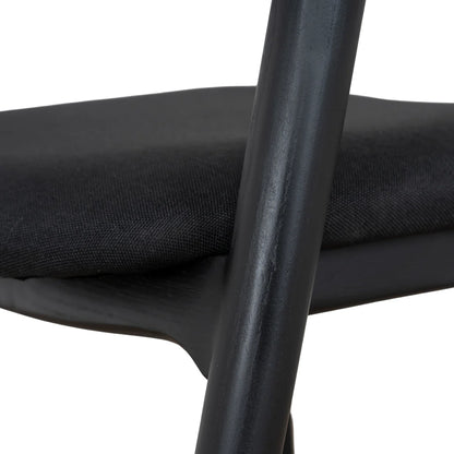 Maine | Coastal Scandinavian Style Fabric PU Leather Wooden Dining Chairs | Black