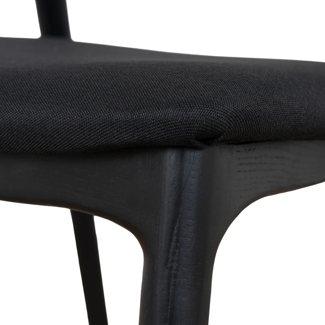 Maine | Coastal Scandinavian Style Fabric PU Leather Wooden Dining Chairs | Black