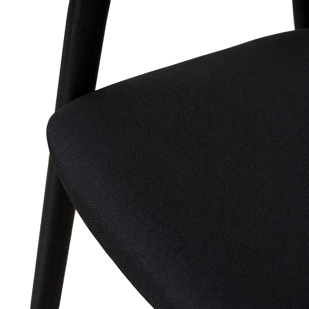 Maine Coastal Scandinavian Style Black Fabric Wooden Dining Chairs With Arms | Black