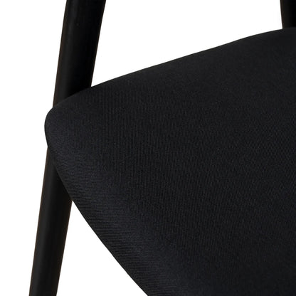 Maine Coastal Scandinavian Style Black Fabric Wooden Dining Chairs With Arms | Black