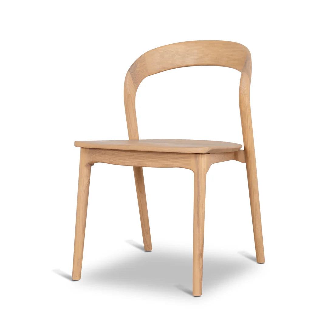 Maine | Coastal Scandinavian Style Fabric PU Leather Wooden Dining Chairs | Natural