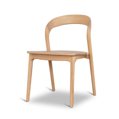 Maine | Coastal Scandinavian Style Fabric PU Leather Wooden Dining Chairs | Natural