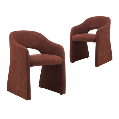 Mandalay | Sand Rust Chenville Fabric Modern Dining Chairs With Arms | Rust