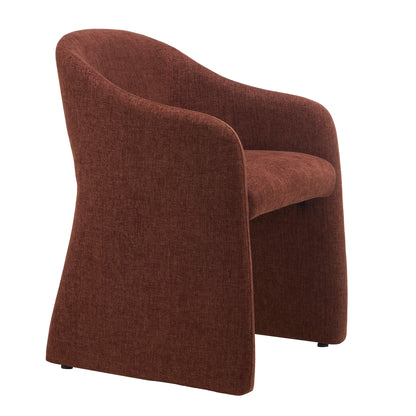 Mandalay | Sand Rust Chenville Fabric Modern Dining Chairs With Arms | Rust