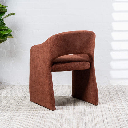 Mandalay | Sand Rust Chenville Fabric Modern Dining Chairs With Arms | Rust
