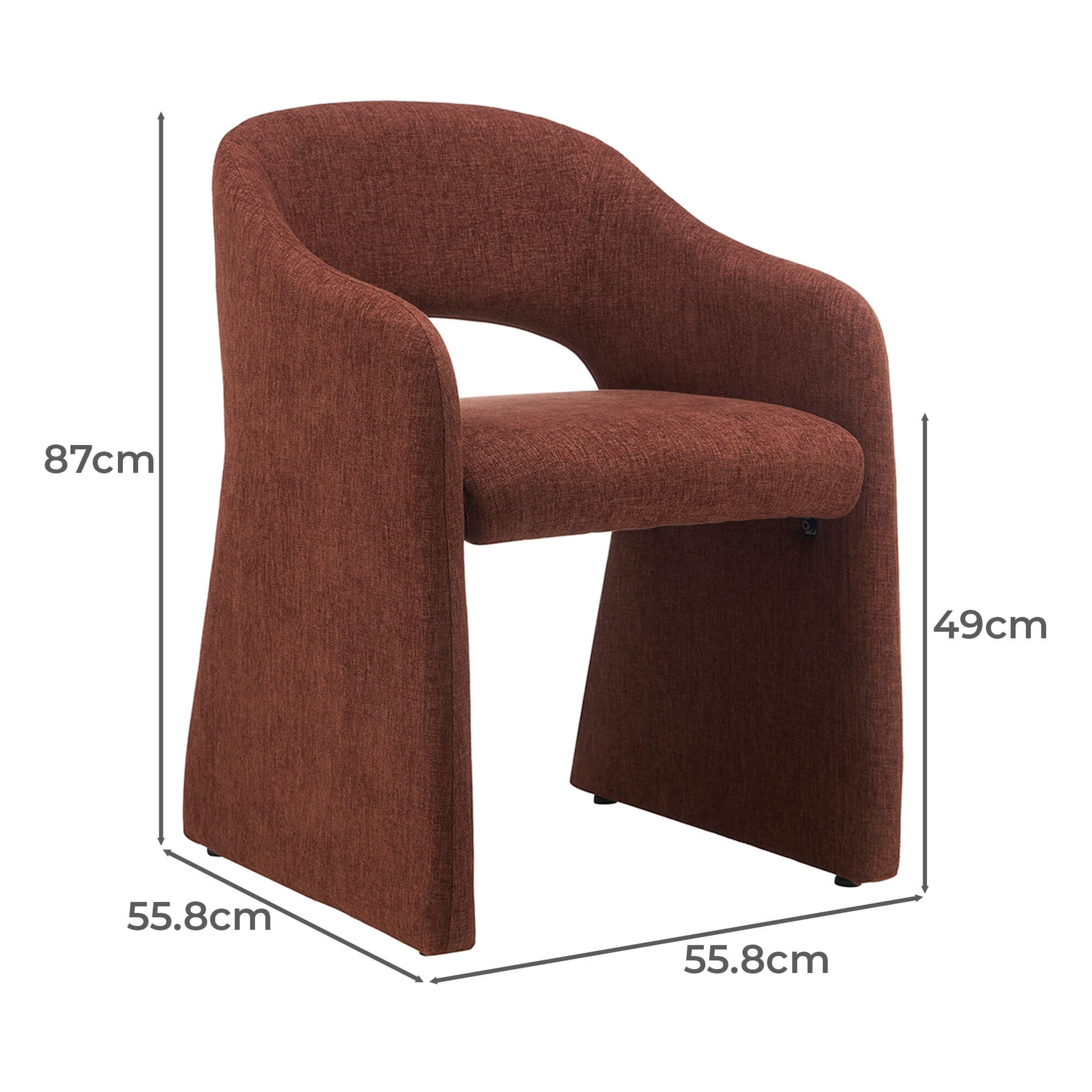 Mandalay | Sand Rust Chenville Fabric Modern Dining Chairs With Arms | Rust