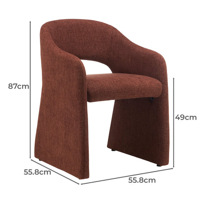 Mandalay | Sand Rust Chenville Fabric Modern Dining Chairs With Arms | Rust