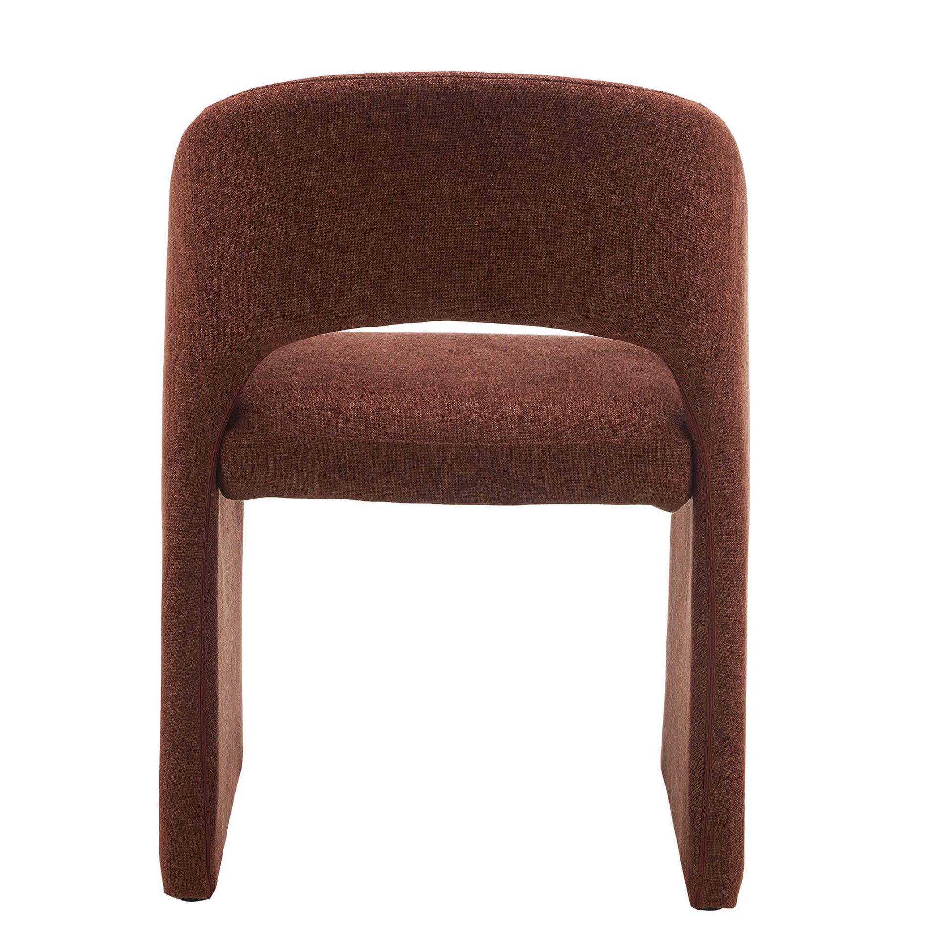 Mandalay | Sand Rust Chenville Fabric Modern Dining Chairs With Arms | Rust