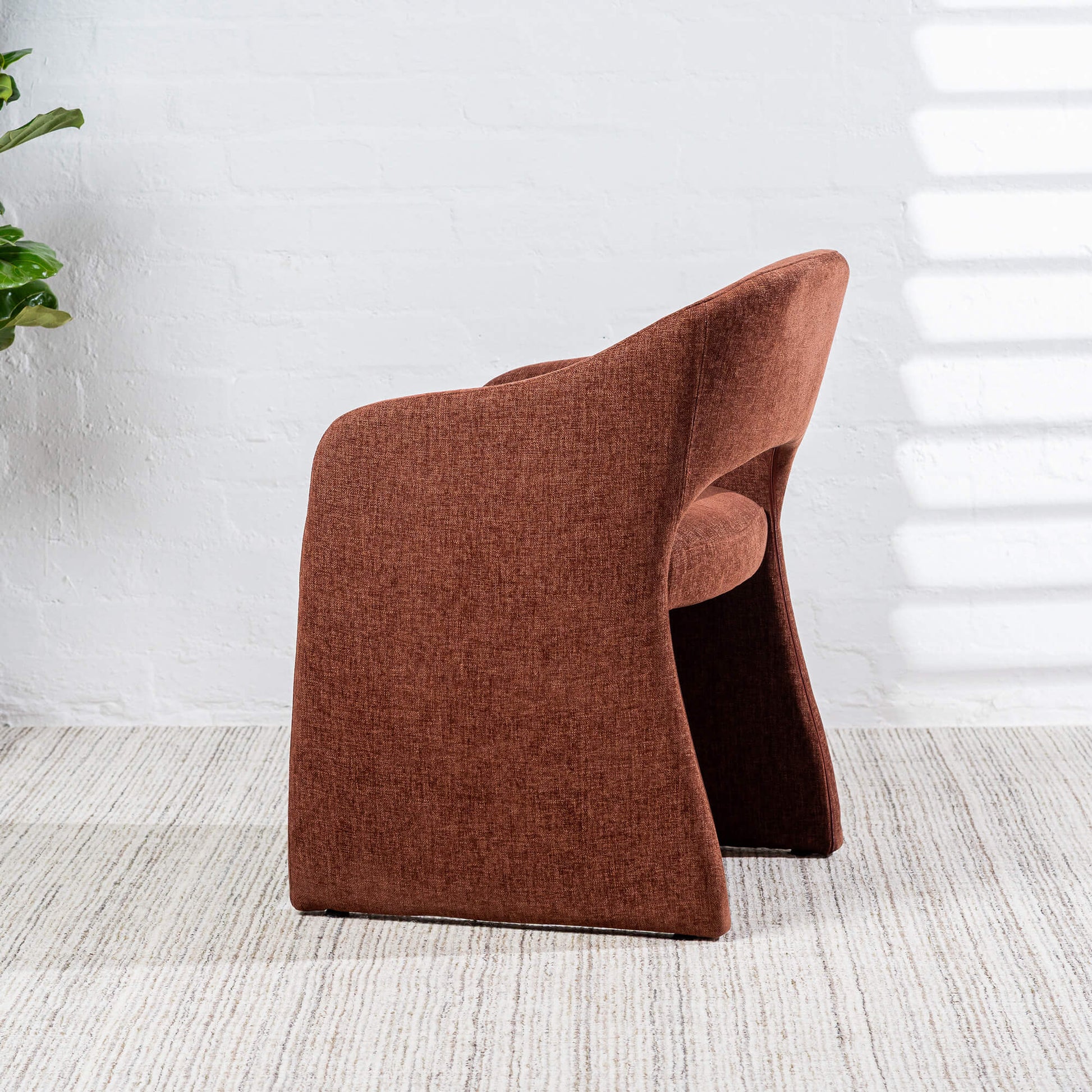 Mandalay | Sand Rust Chenville Fabric Modern Dining Chairs With Arms | Rust
