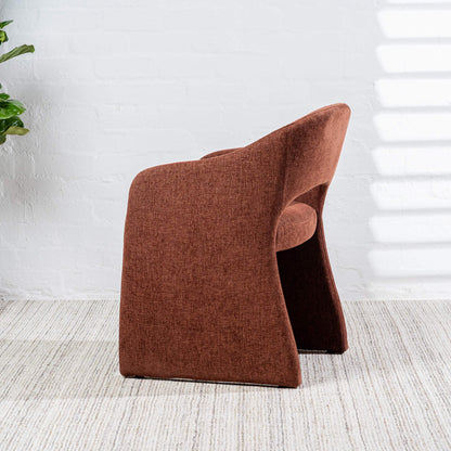 Mandalay | Sand Rust Chenville Fabric Modern Dining Chairs With Arms | Rust