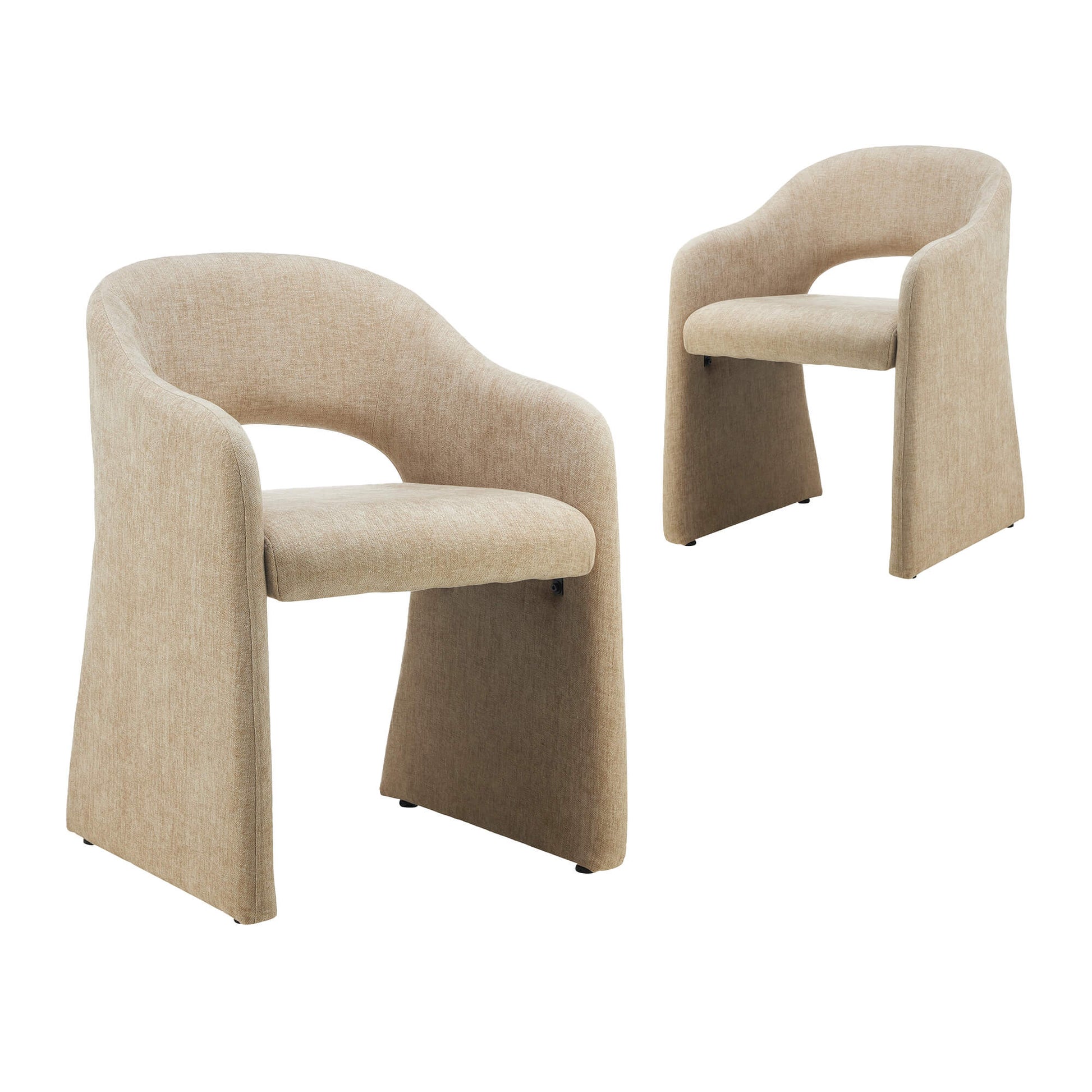 Mandalay | Sand Rust Chenville Fabric Modern Dining Chairs With Arms | Sand