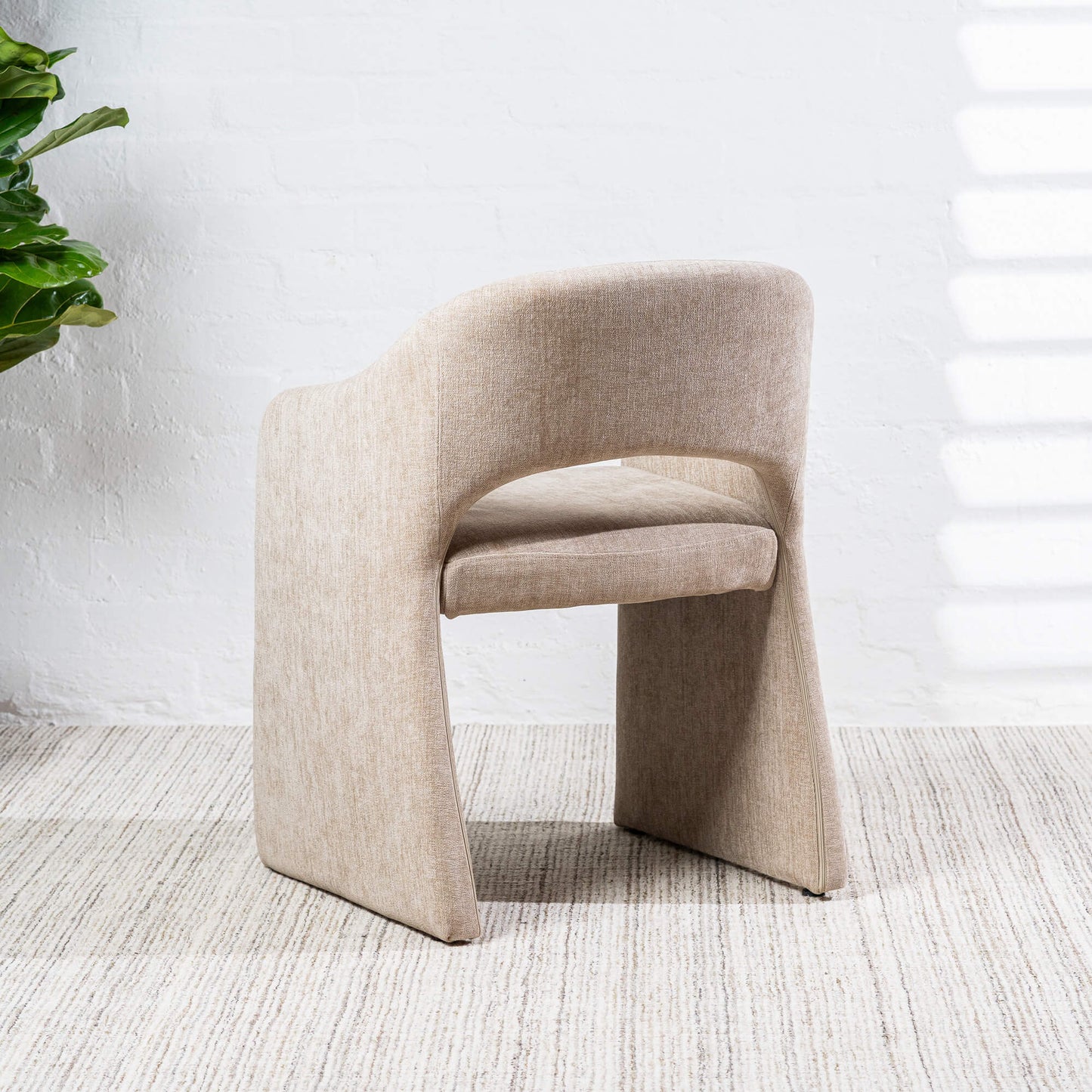 Mandalay | Sand Rust Chenville Fabric Modern Dining Chairs With Arms | Sand