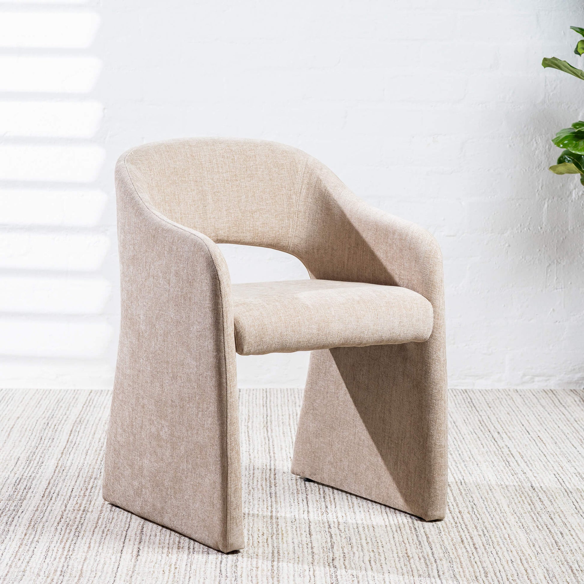 Mandalay | Sand Rust Chenville Fabric Modern Dining Chairs With Arms | Sand