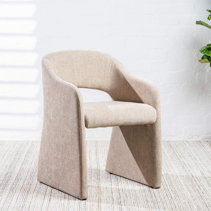 Mandalay | Sand Rust Chenville Fabric Modern Dining Chairs With Arms | Sand