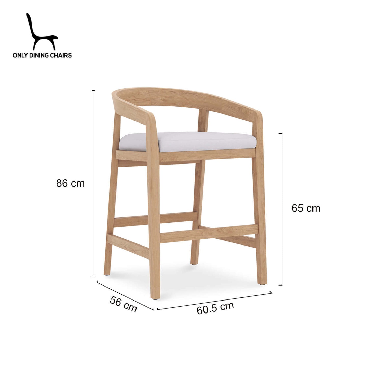 Mandurah | Coastal Natural Teak Indoor Outdoor Wooden Bar Stools | 65cm