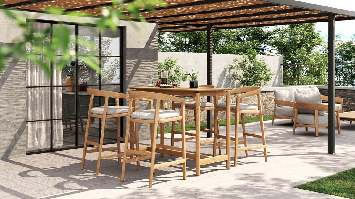 Mandurah | Coastal Natural Teak Indoor Outdoor Wooden Bar Stools | 78cm