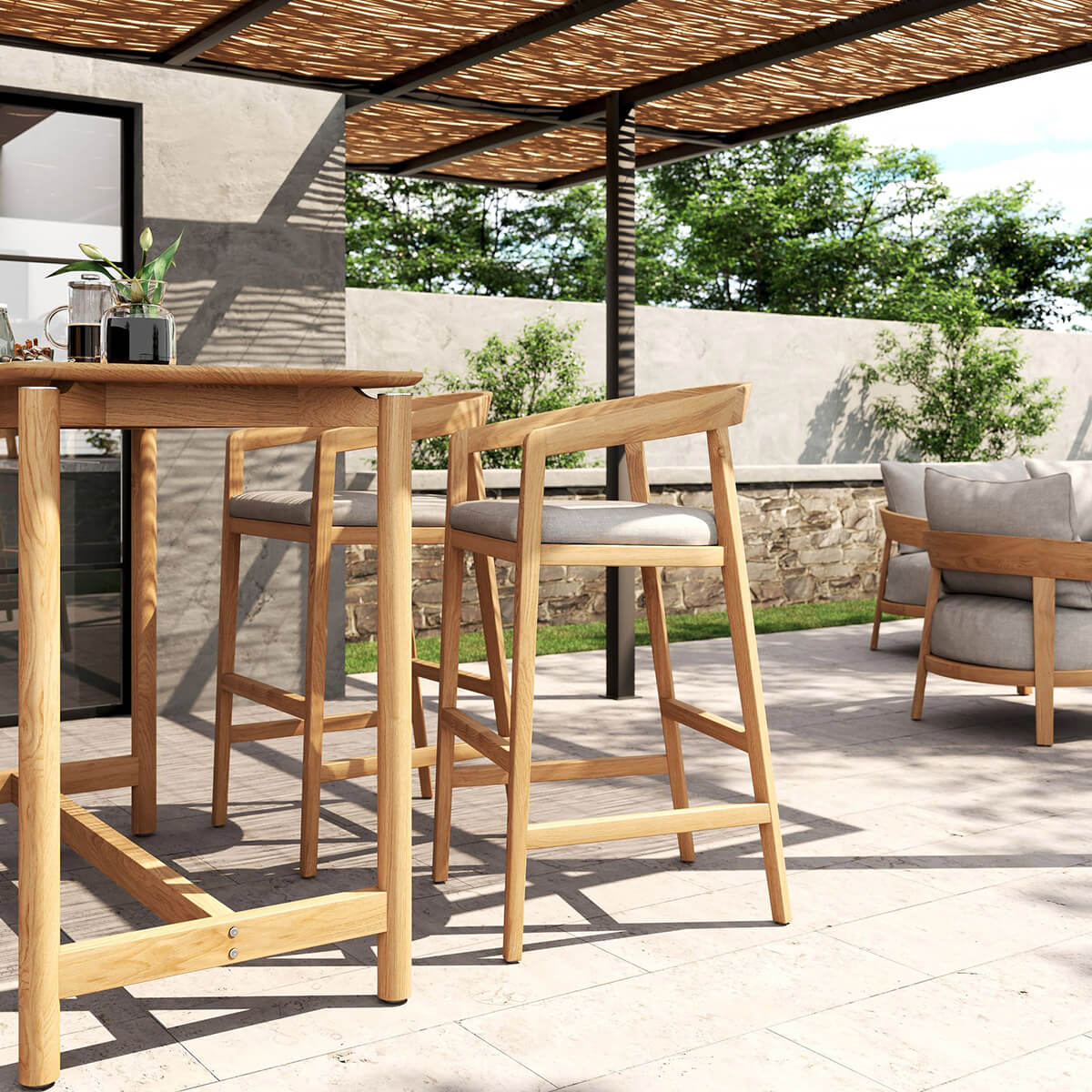 Mandurah | Coastal Natural Teak Indoor Outdoor Wooden Bar Stools | 78cm