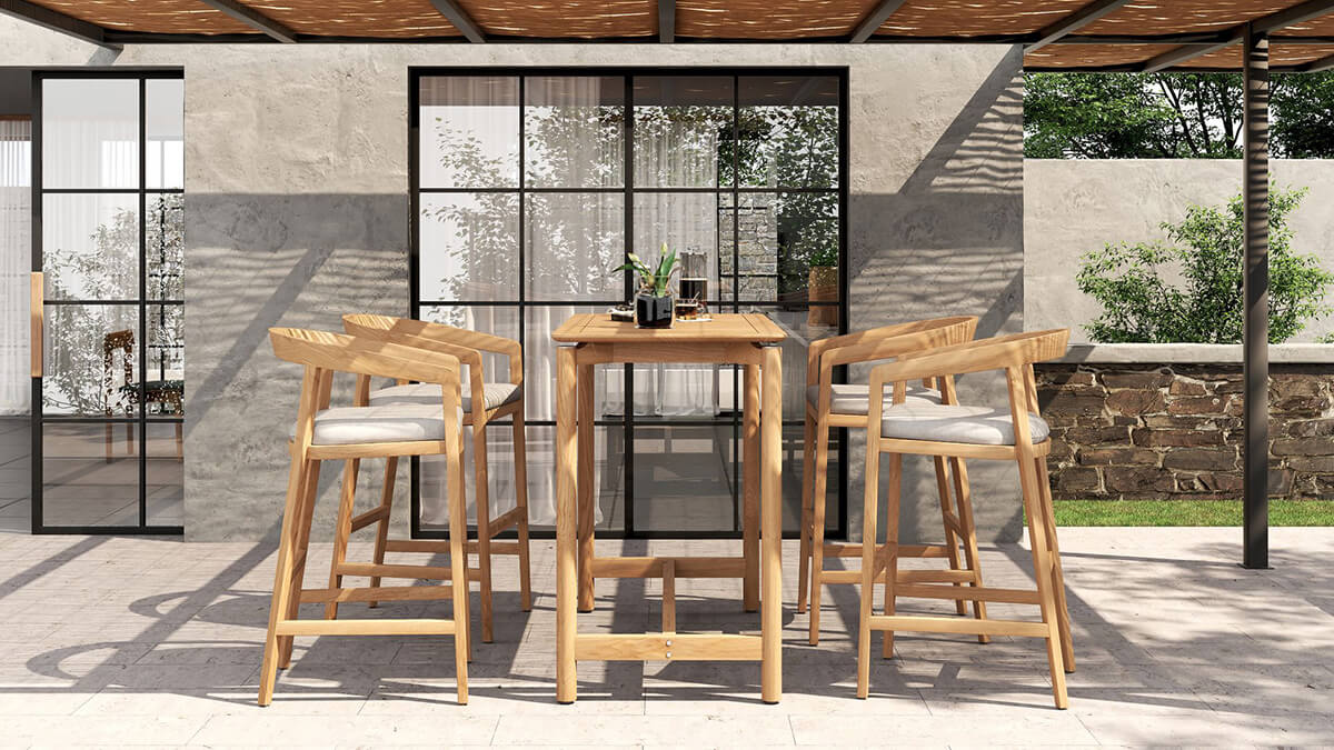 Mandurah | Coastal Natural Teak Indoor Outdoor Wooden Bar Stools | 78cm