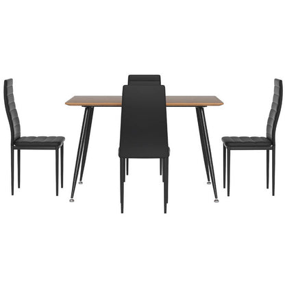 Manhattan Fallon | Modern Black PVC Industrial Natural 4 Seater Dining Table Set | Black