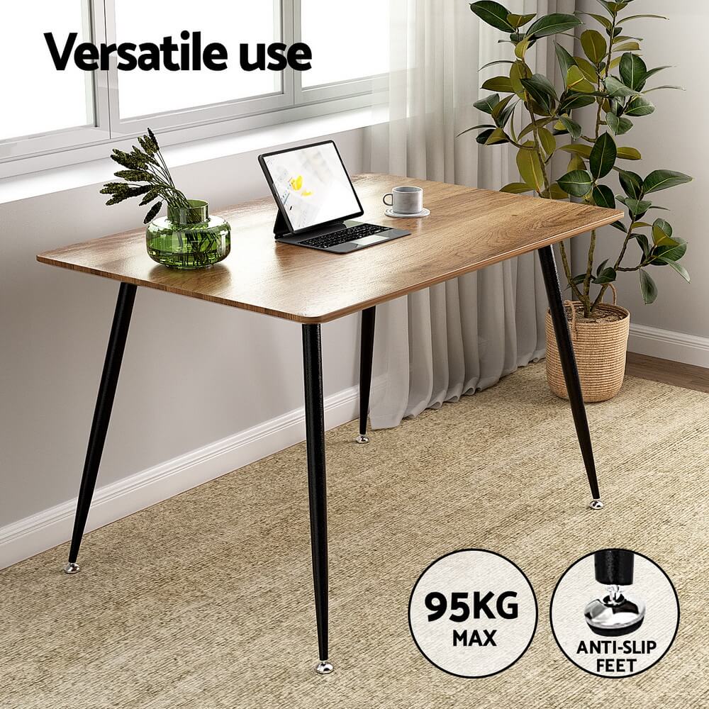 Manhattan Fallon | Modern Black PVC Industrial Natural 4 Seater Dining Table Set | Black