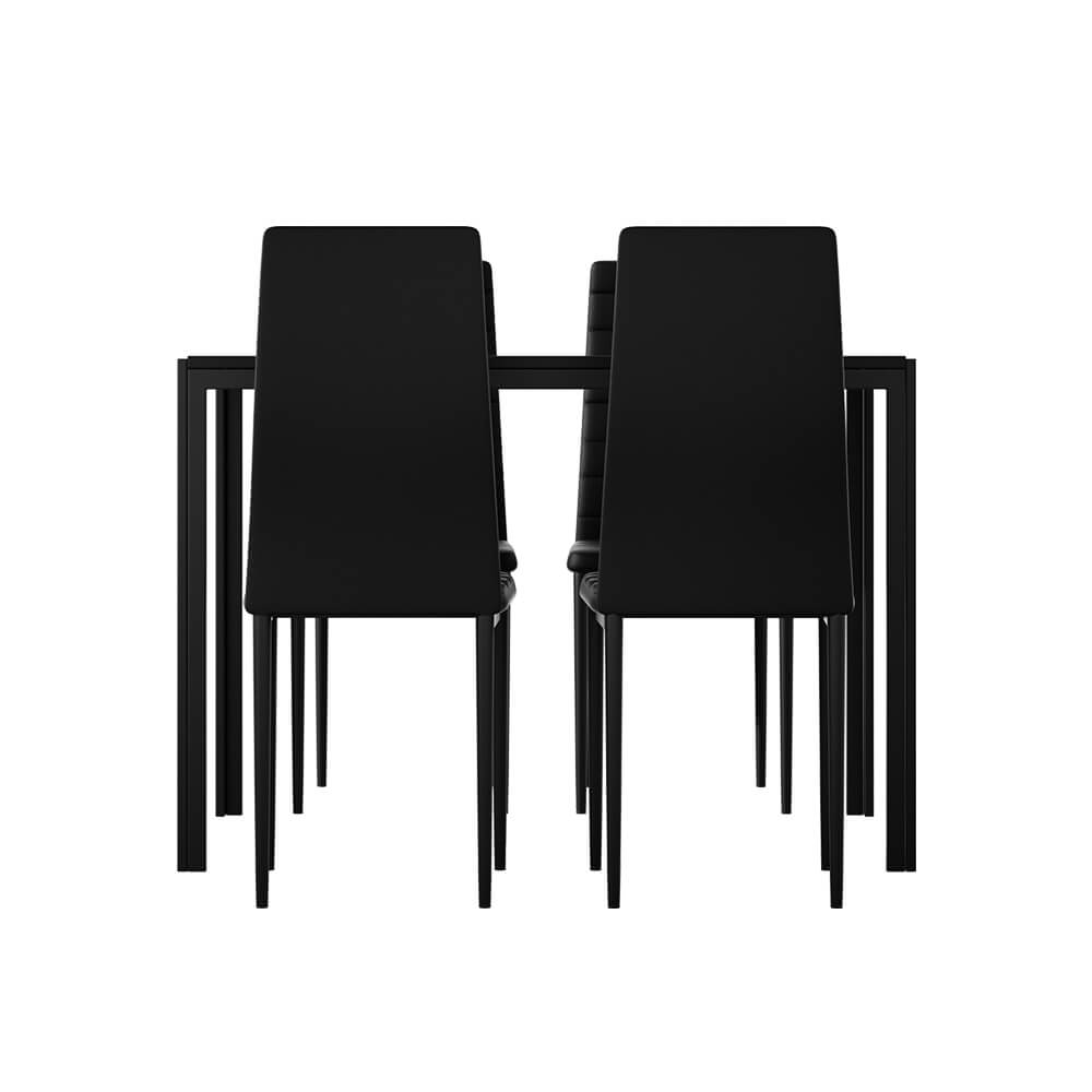 Manhattan Yarra | Black and White PVC 4 Seater Wooden Dining Table Set | Black